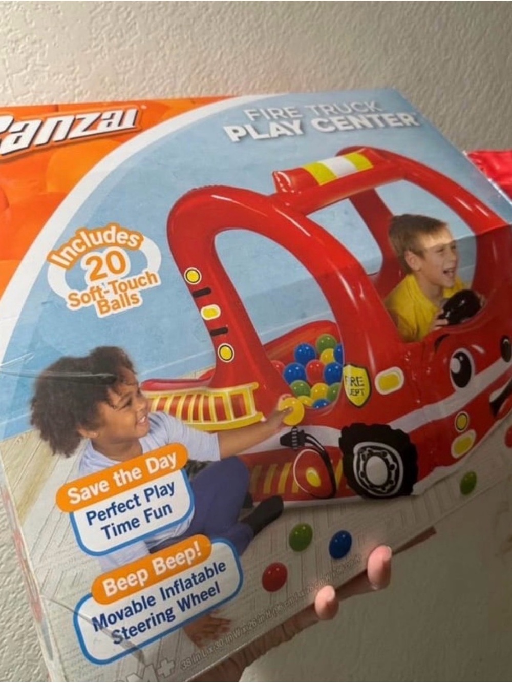 Fire truck inflatable Play center with balls Good Condition